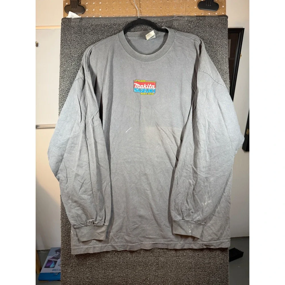 Makita Suzuki Racing Long Sleeve Shirt Mens 2XL Gray Graphic Motocross Tee